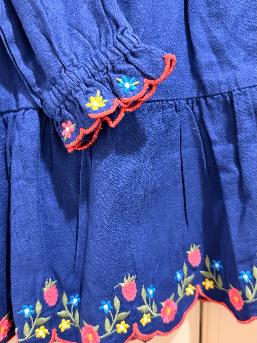 Mini Boden Navy Floral Embroidered Tiered Dress - Picture 4 of 6
